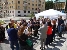 La conferenza stampa davanti al Tribunale di Trieste di qualche settimana fa. Foto Lasorte