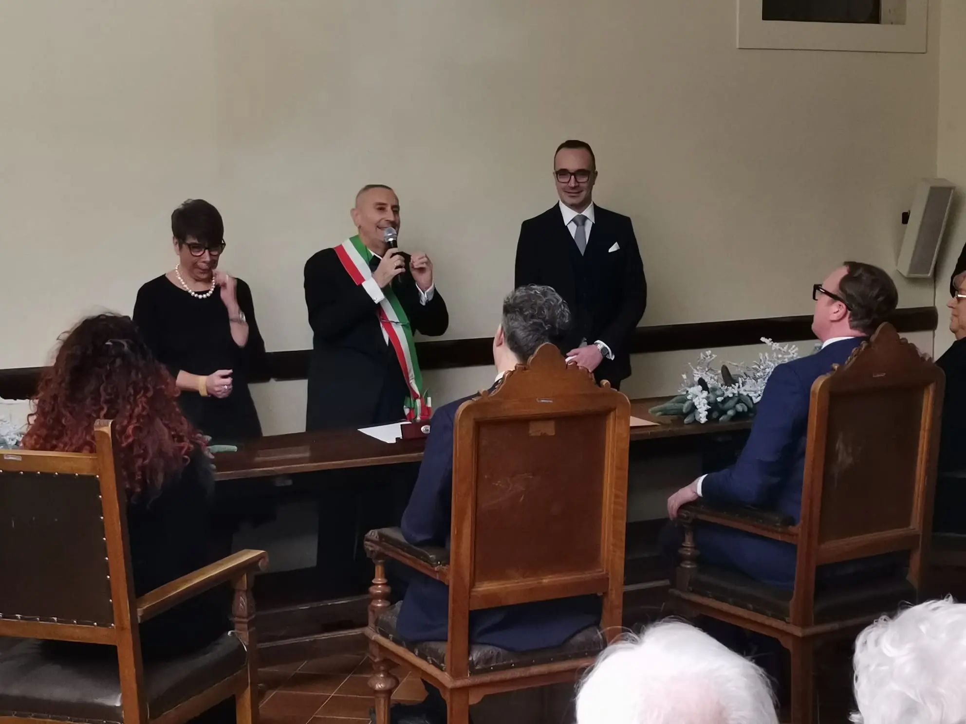 Dopo otto anni assieme e trent'anni di amicizia, Tommaso Cerno e Stefano Balloch si sono sposati. L'unione civile tra l'ex parlamentare dem e direttore del quotidiano L'Identità e l'ex sindaco di Cividale è stata celebrata oggi, mercoledì 28 dicembre, nel monastero sconsacrato di Santa Maria in Valle alla presenza dei familiari e degli amici degli sposi. (Foto Petrussi)