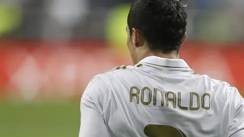25.04.2012 SPAIN - UEFA Champions League Semi-Final 2nd leg match played between Real Madrid CF vs FC Bayern Munchen 2 (1) - 1 (3) at Santiago Bernabeu stadium. The picture shows Cristiano Ronaldo (Portuguese forward of Real Madrid)
