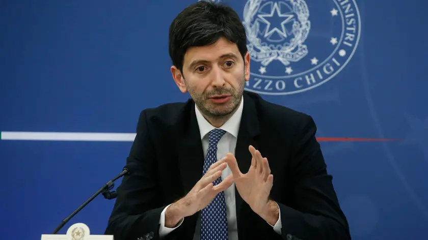 Italian Health Minister, Roberto Speranza, during the press conference to illustrate the new measures adopted by the Italian government to contain the spread of Covid-19 in Italy, Rome 24 November 2021. ANSA/FABIO FRUSTACI