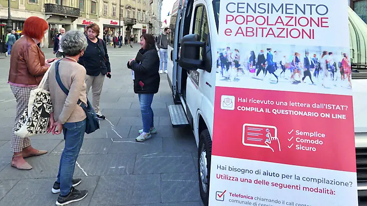 L’ufficio mobile per il censimento permanente della popolazione in piazza della Borsa Foto Andrea Lasorte