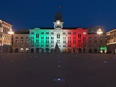 Il tricolore sulla facciata del Municipio (Lasorte)