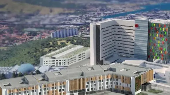 Il rendering che mostra come sarà la nuova area ospedaliera