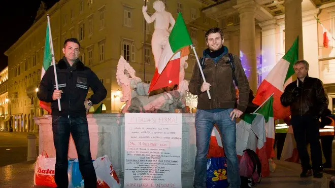 Silvano Trieste 08/12/2013 Piazza della Borsa, presidio del Movimento dei Forconi